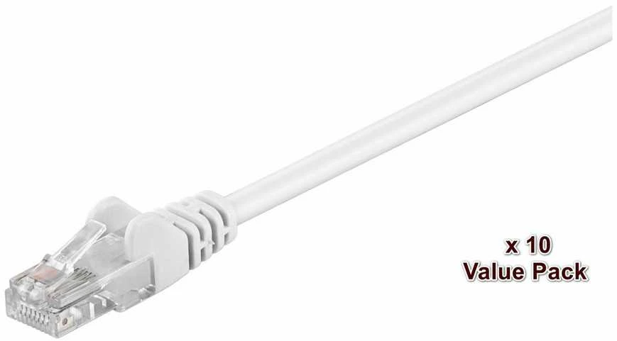 MicroConnect RJ-45/RJ-45 kat.5e U/UTP Baltas 10vnt. 1 m (V-UTP501WVP)