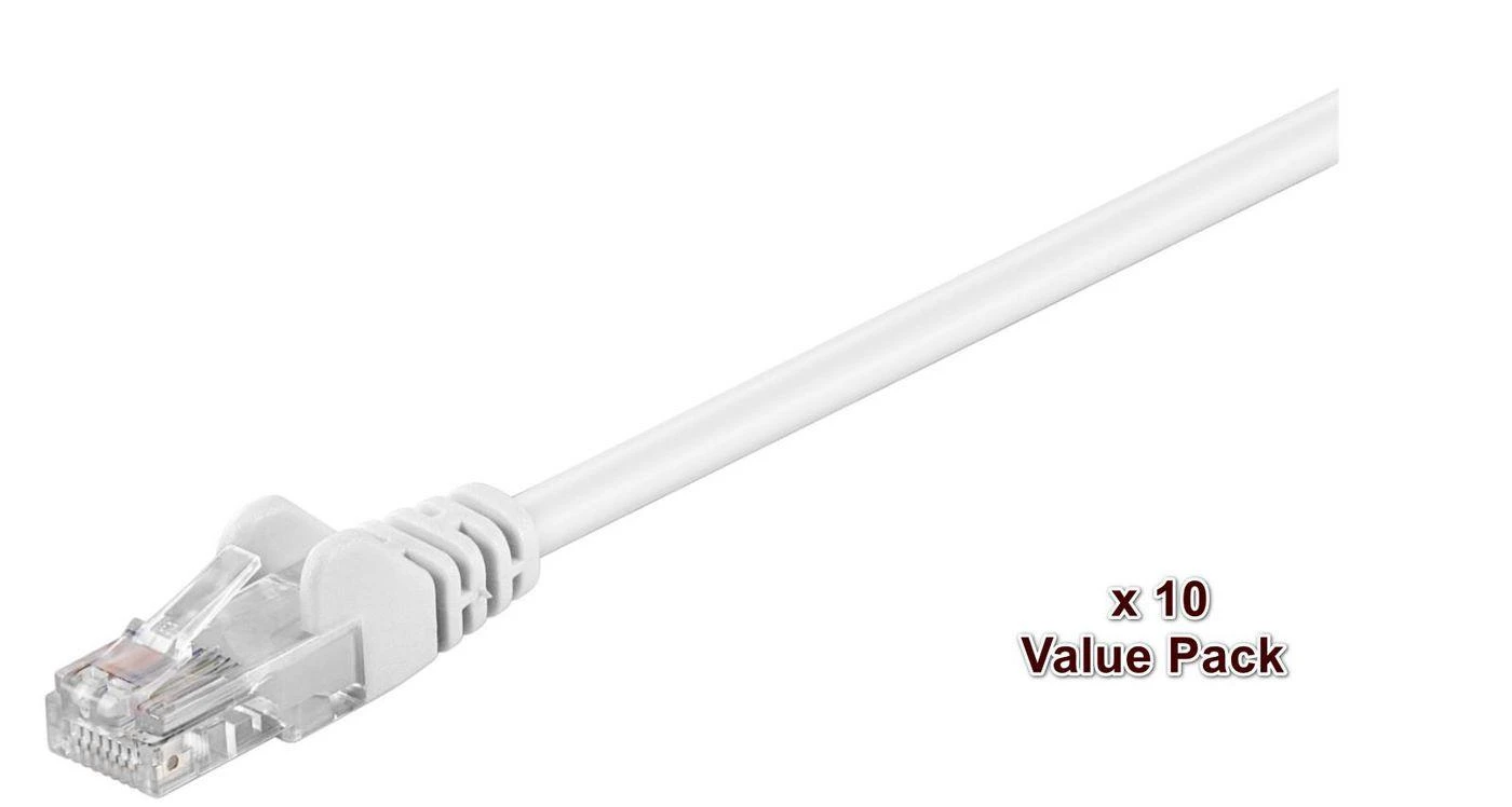MicroConnect RJ-45/RJ-45 kat.5e U/UTP Baltas 10vnt. 5 m (V-UTP505WVP)