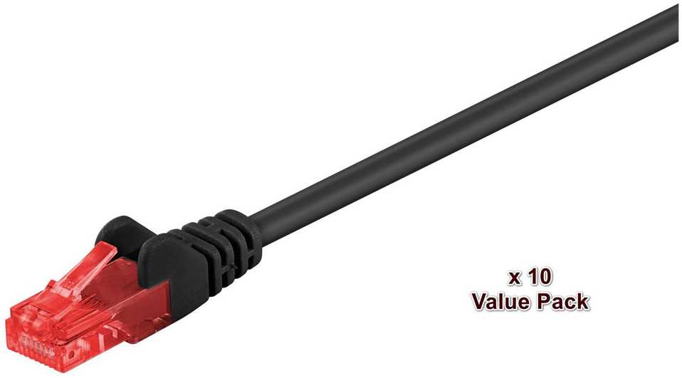 MicroConnect RJ-45/RJ-45 kat. 6 U/UTP juodos 10 vnt. po 10 m (V-UTP610SVP)
