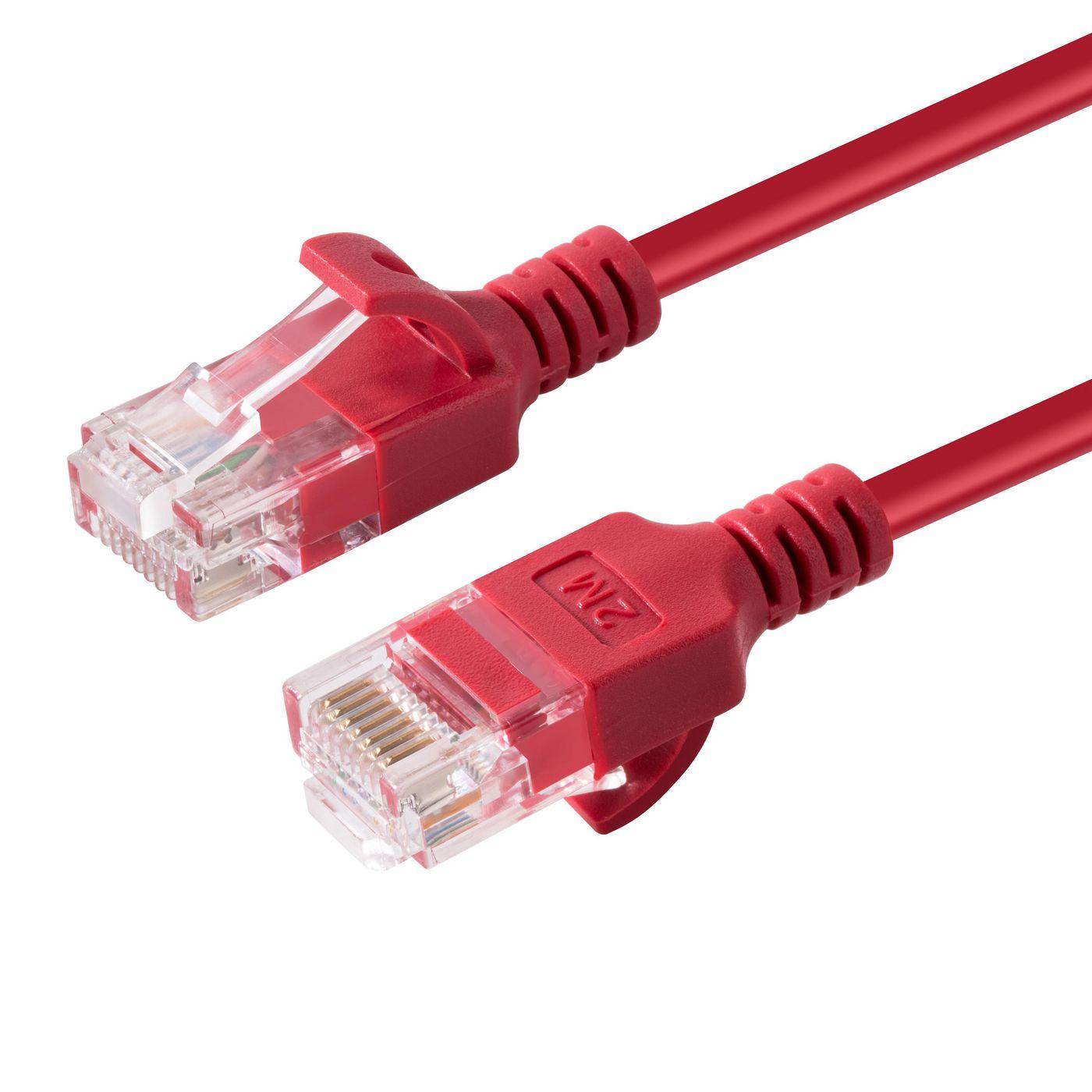MicroConnect U/UTP CAT6A Slim 0.25M Raudona