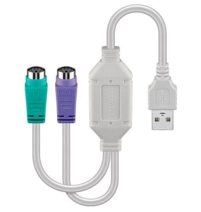 MicroConnect Microconnect USBA2XPS2 kabelis PS/2 0,3 m 2x 6-p Mini-DIN USB A Baltas