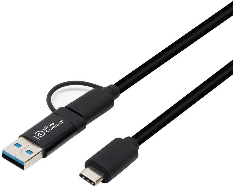 Kabelis USB MicroConnect USB-C - USB-C + USB-A 1 m Juodas (USB3.1CCA1)