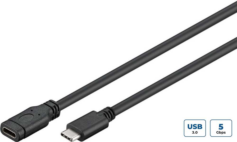 Kabelis USB MicroConnect USB-C - USB-C 0.5 m Juodas (USB-C 3.2 Gen 1 Extension)