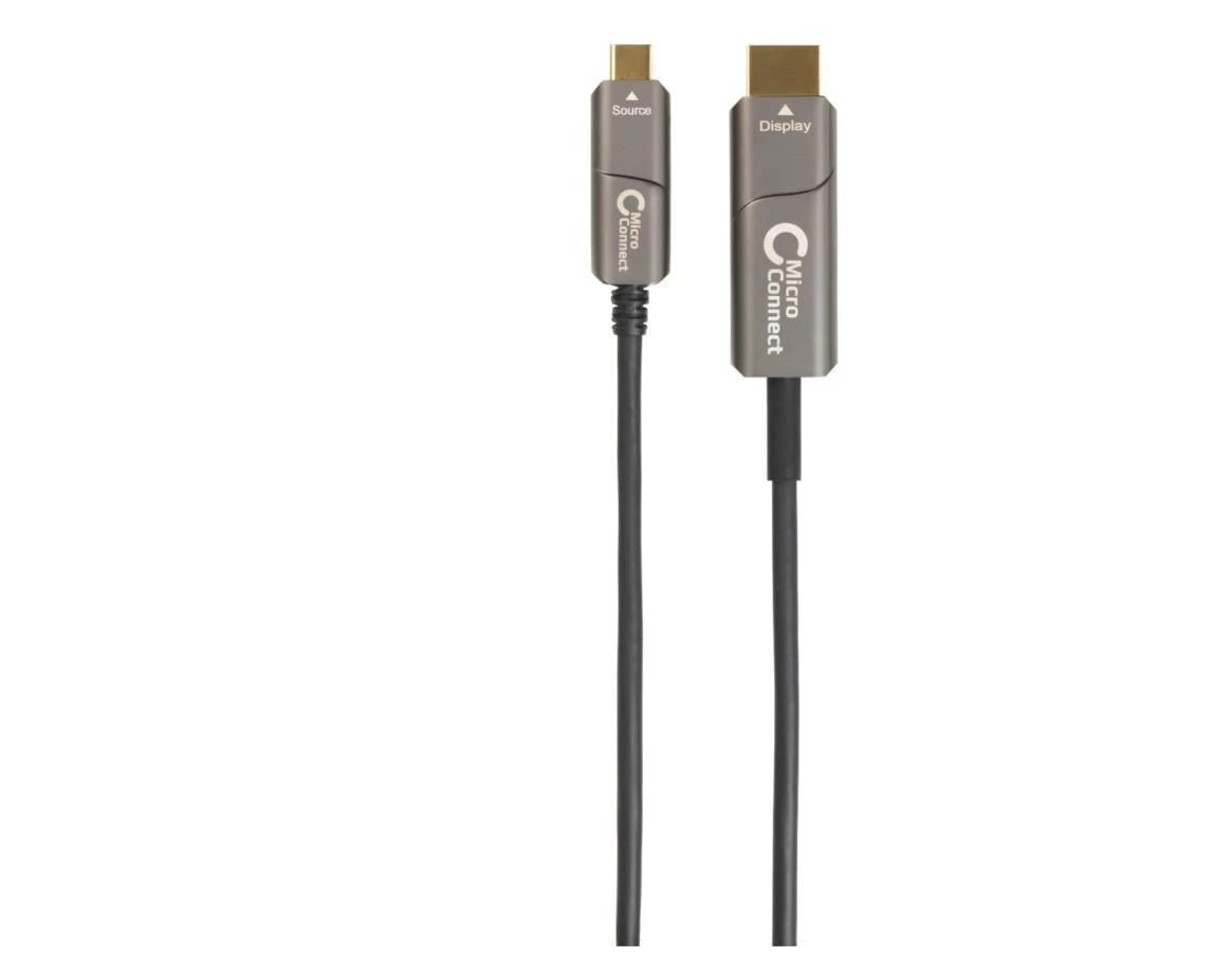 MicroConnect optinis HDMI laidas su Source ir Display žymomis