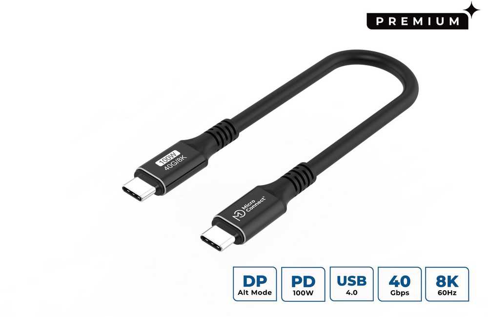 MicroConnect USB4CC015 kabelis USB USB4 Gen 3x2 0,15 m USB C juodas