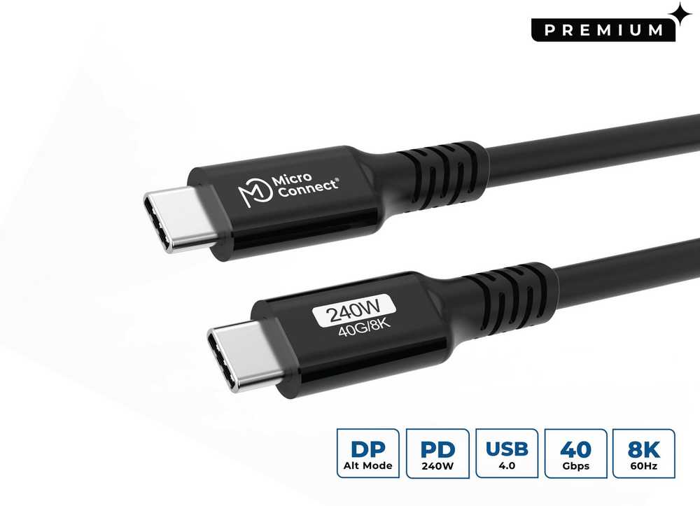USB kabelis MicroConnect USB-C - USB-C 0,5 m juodas (USB4CC05-240W)