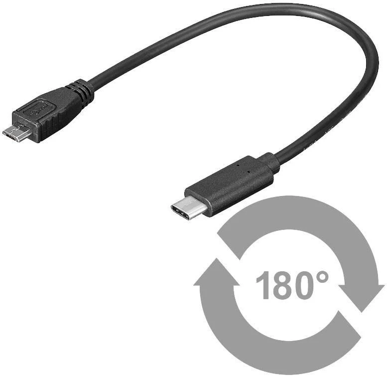 Micro USB į USB-C adapteris, 180 laipsnių vaizdas
