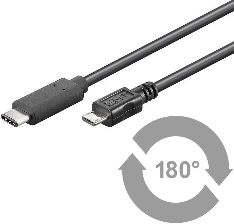 Kabelis USB MicroConnect USB-C - microUSB 1 m Juodas (USB3.1CAMIB1)