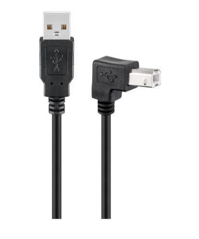 Kabelis USB MicroConnect USB-A - USB-B 2 m Juodas (USBAB2ANGLED)
