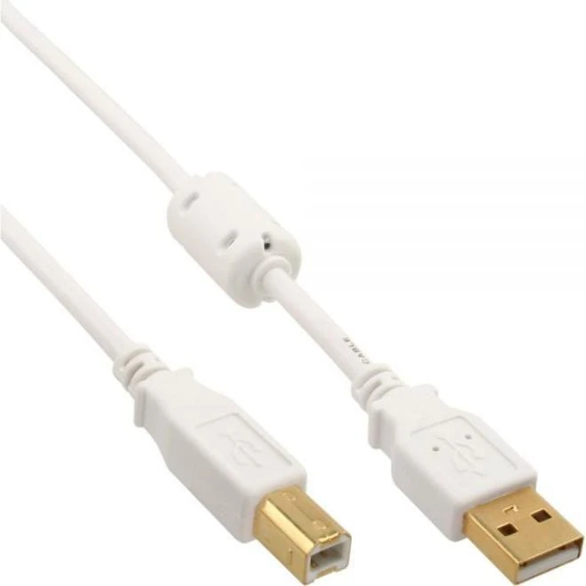 Kabelis USB InLine USB-A - USB-B 3 m Baltas (34535W)