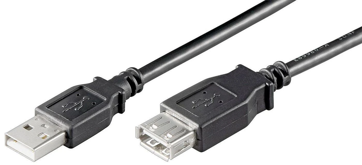 USB kabelis MicroConnect USB-A - USB-A 5 m Juodas (USBAAF5B)