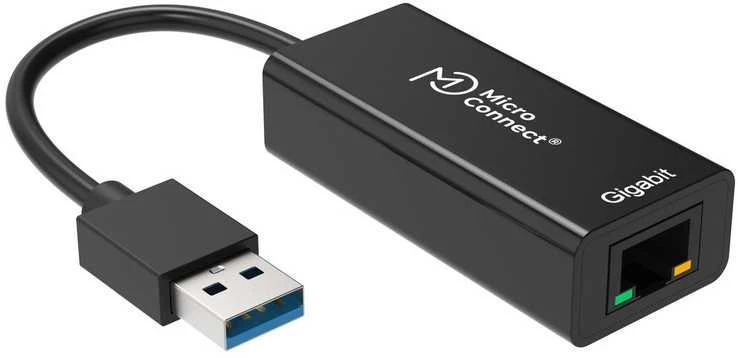 Karta jungiama į tinklą MicroConnect USB - RJ-45 Juodas (USBETHGW10)