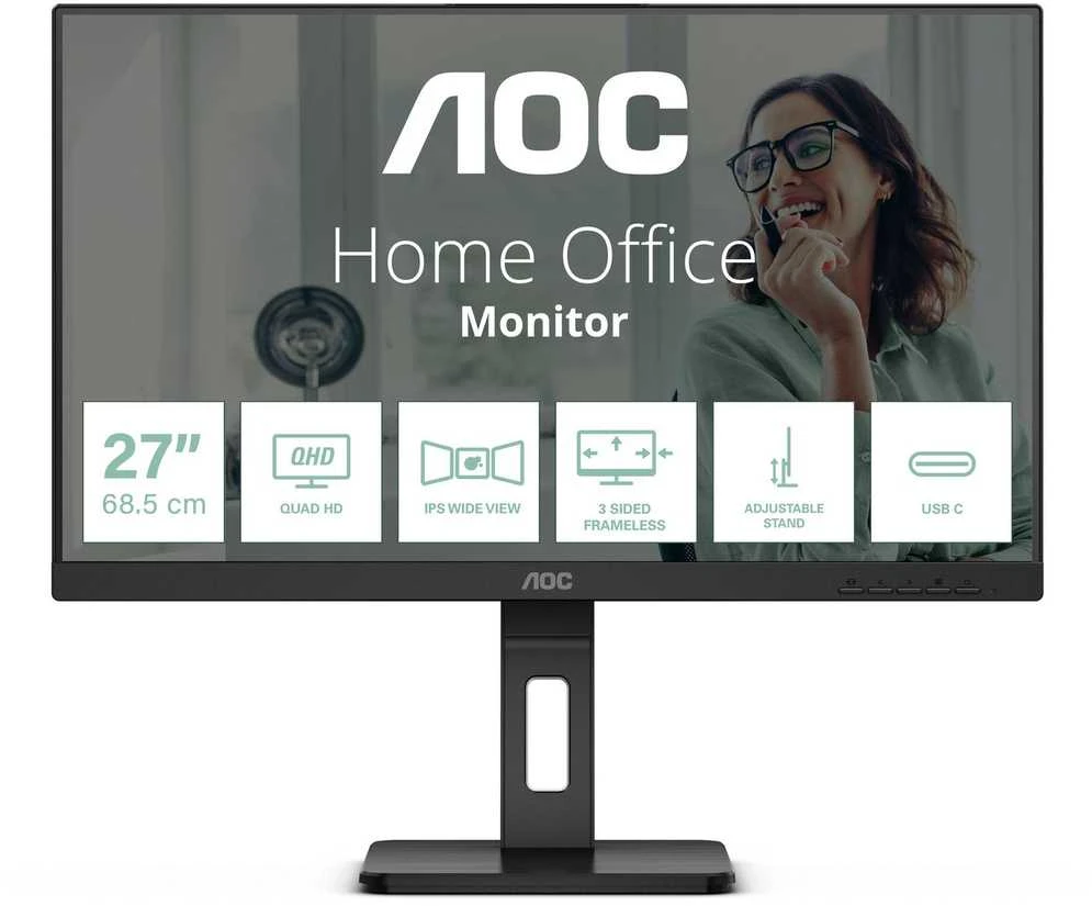 Monitorius AOC Q27P3CV 27inch VA TFT 2560x1440 HDMI DP USB Juodas