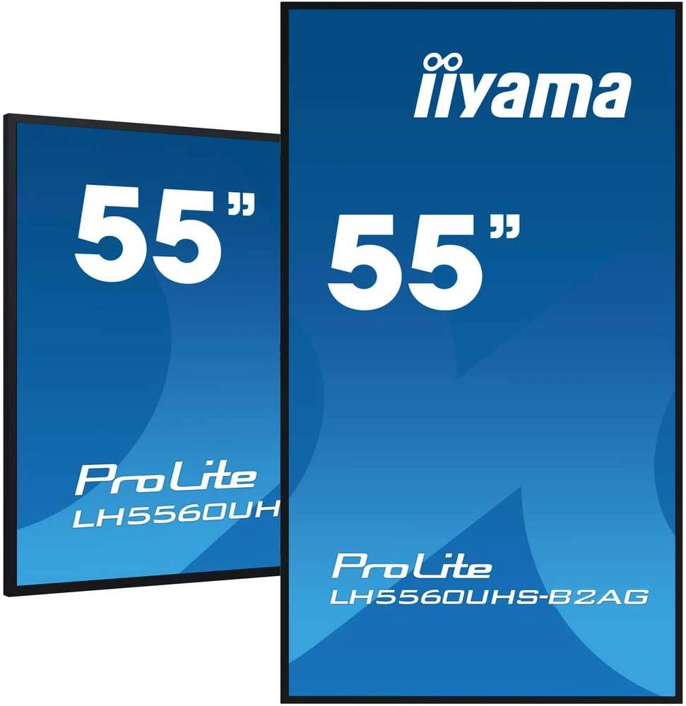 Monitorius „iiyama 55“ 3840 x 2160, UHD VA panelė, 25 % migla, 500 cd/m², kraštovaizdžio ir portreto režimas, 24/7