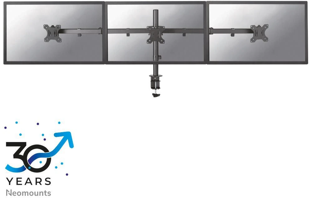 „NeoMounts“ plokščio ekrano laikiklis stalui (spaustukas/įvorė), 10–27 colių, c:Juodas