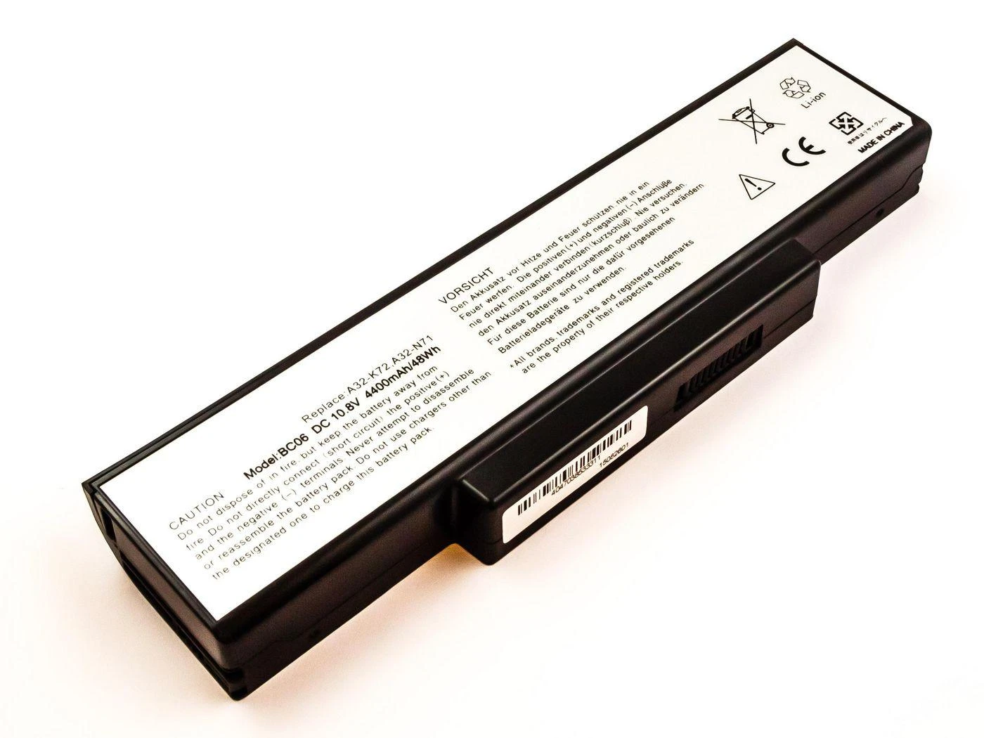 Asus Bateria MicroBattery 6 Cell, ličio jonų, 10,8 V, 4400 mAh, 48 Wh (MBI2243)