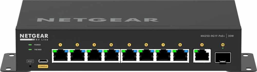 Šakotuvas NETGEAR 10PT M4250-9G1F-POE+ valdomas jungiklis
