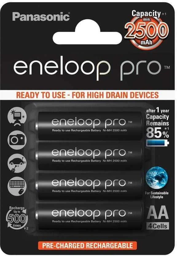 Panasonic Eneloop Pro AA 2500mAh baterijų pakuotė