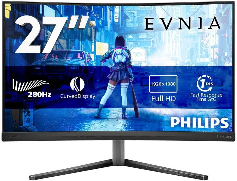 Monitorius Philips Evnia 27M2C5200W/00, 27", VA, 1920 x 1080, 280 Hz,  300 cd/m²