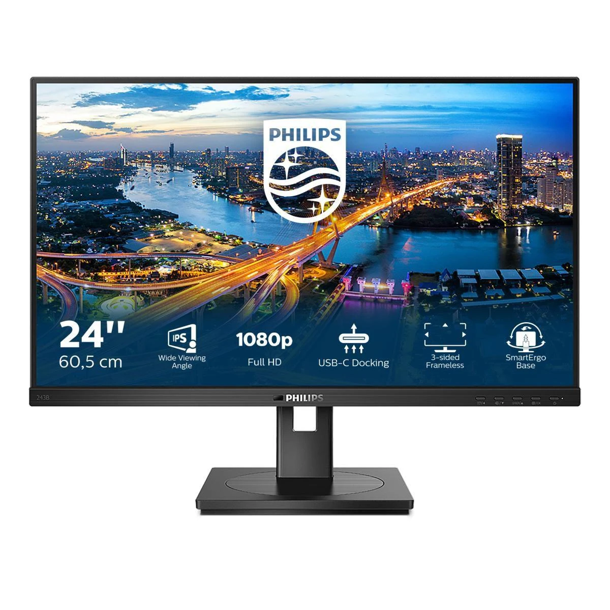 Monitorius Philips 243B1/00 23,8", Juodos spalvos