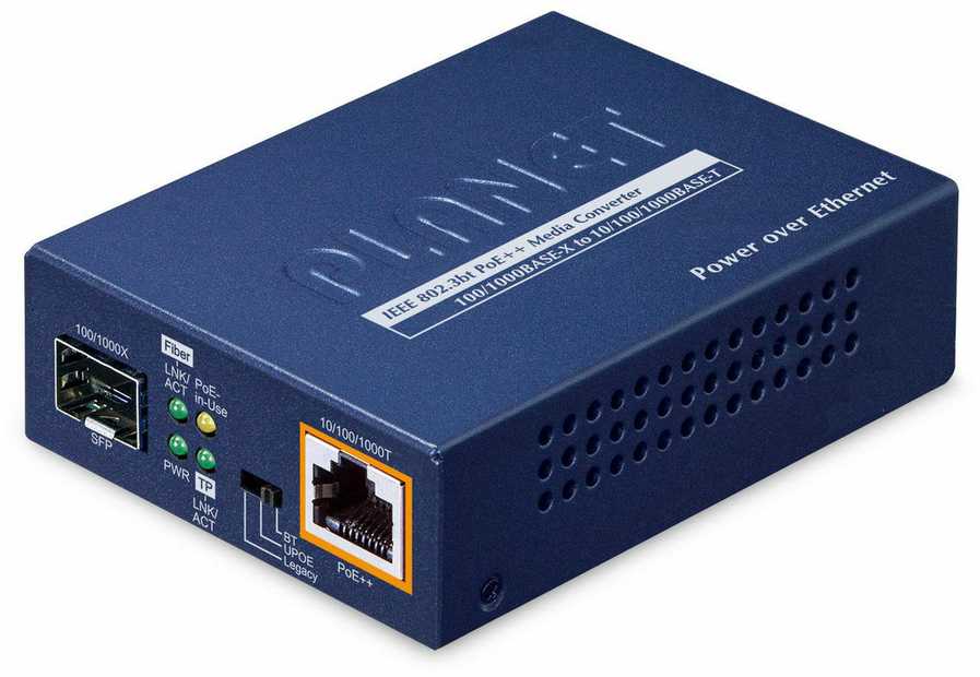 Konwerter światłowodowy Allnet Planet Mediakonverter SFP to GE PoE++ (95W) GUP-805A-60W