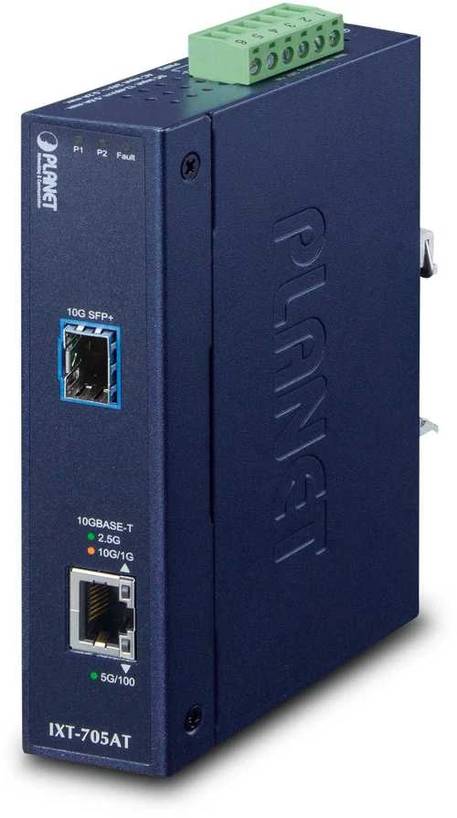 Šviesolaidinis keitiklis Planet Media konverteris Planet IXT-705AT 10GB RJ45->10GB R SFP+ Industrial