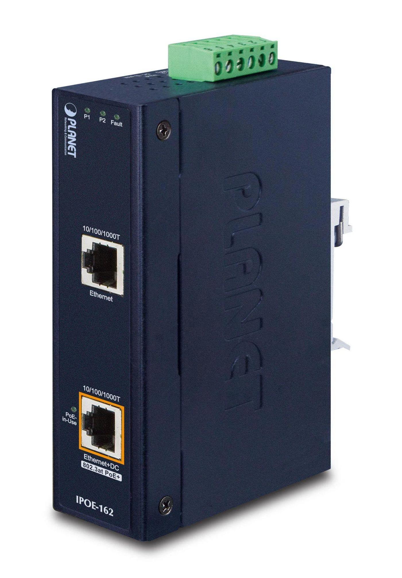 Šakotuvas „Planet IPOE-162“ gigabito „PoE+“ injektorius
