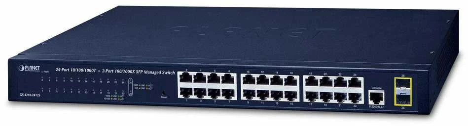 Šakotuvas Switch Planet GS-4210-24T2S (24x 10/100/1000 Mbps)
