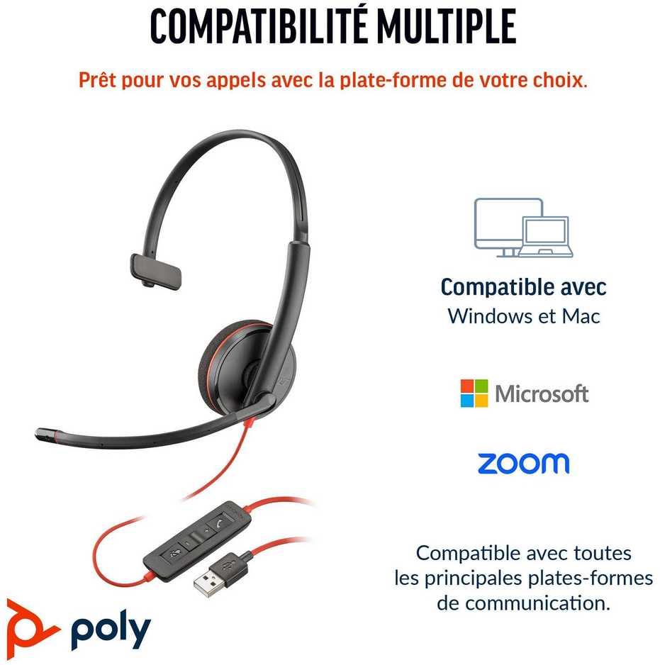 Ausinės Poly Blackwire 3210 Vienpusės USB-C