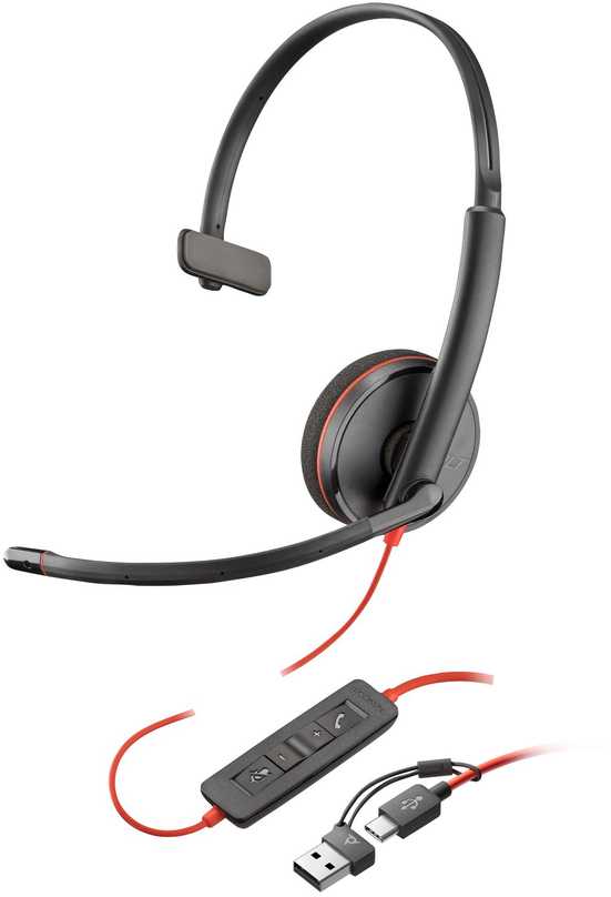 Ausinės Poly Blackwire 3210 Vienpusės USB-C