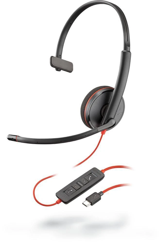 POLY PLANTRONICS BLACKWIRE ausinės C3210, laidinės, monofoninės, USB-C, optimizuotos vieningam ryšiui