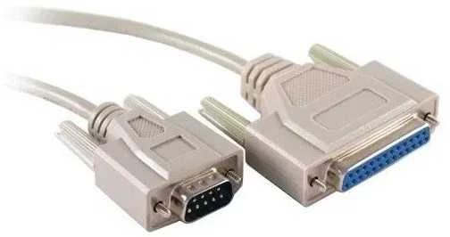 RS232 adapterinis kabelis: DB9 ir DB25 jungtys