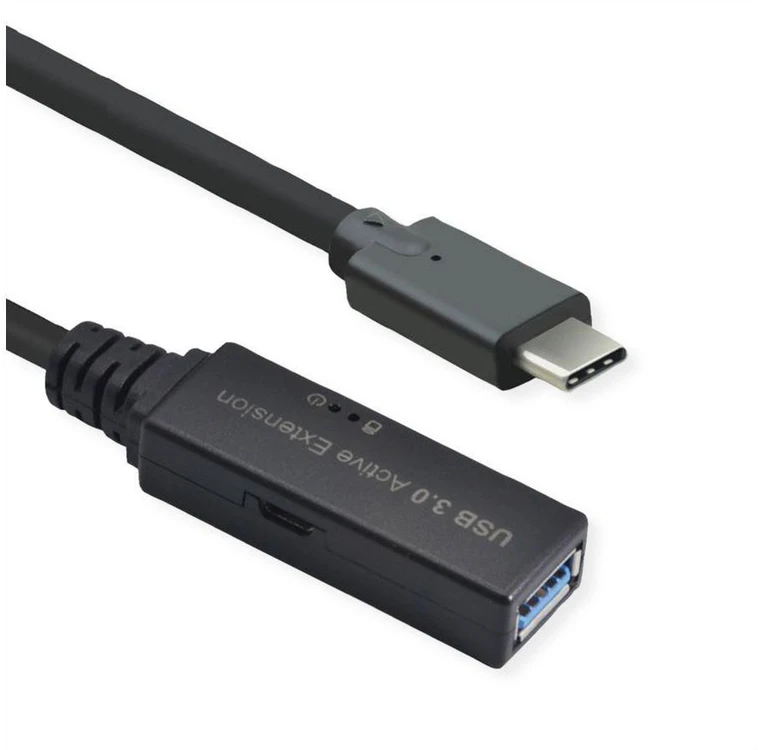 Roline Kabelis USB 3.2 Gen 1 Active Repeater, tipas A - C, juoda, 10 m (12.04.1066)