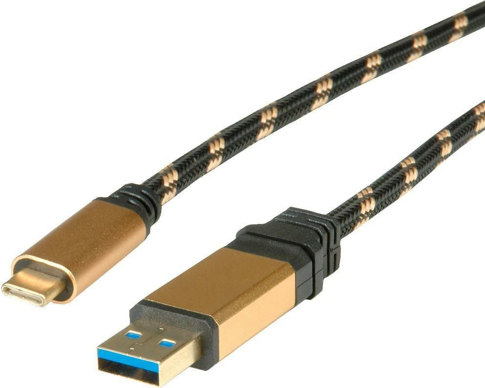 USB kabelis Roline USB-A - USB-C 0,5 m juodas (11.02.9012)