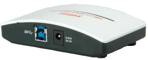 USB ŠAKOTUVAS Roline USB 3.2 Gen 1 šakotuvas, juodas ir baltas, 4 prievadai, su maitinimo šaltiniu