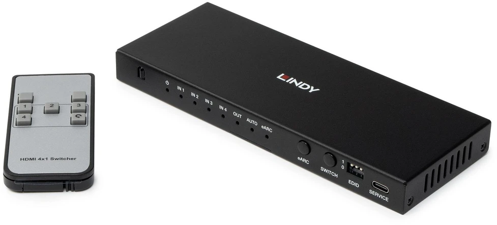 Lindy 4 prievadų HDMI jungiklis su nuotolinio valdymo pulteliu