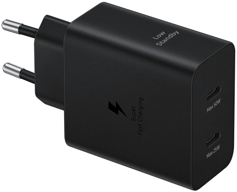 Samsung PD 50W Power Adapteris Duo (w/o cable) Type-Cx1, USBx1 (new) Juodas