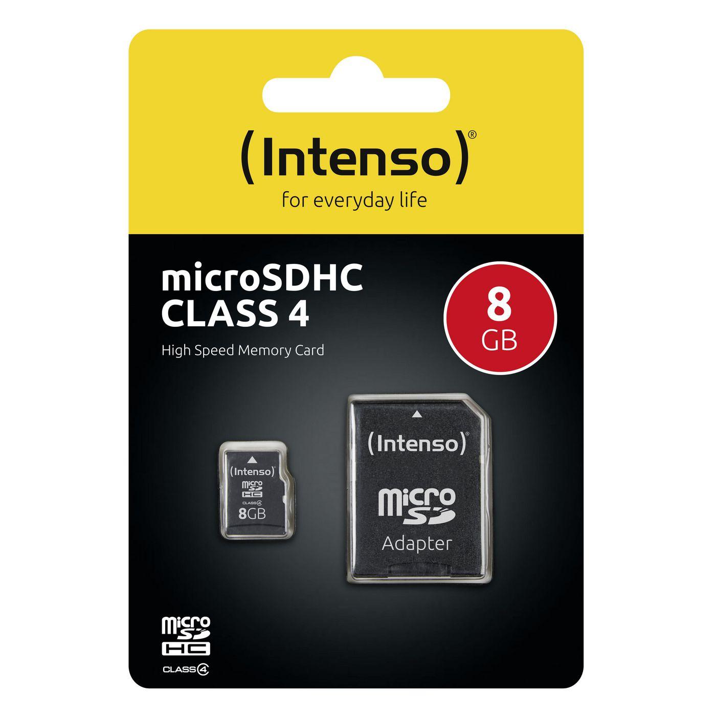Atminties kortelė Intenso 3403460 – 8 GB – SDHC – 4 klasė – 21 MB/s – 5 MB/s – Atsparus dulkėms, Atsparus įbrėžimams