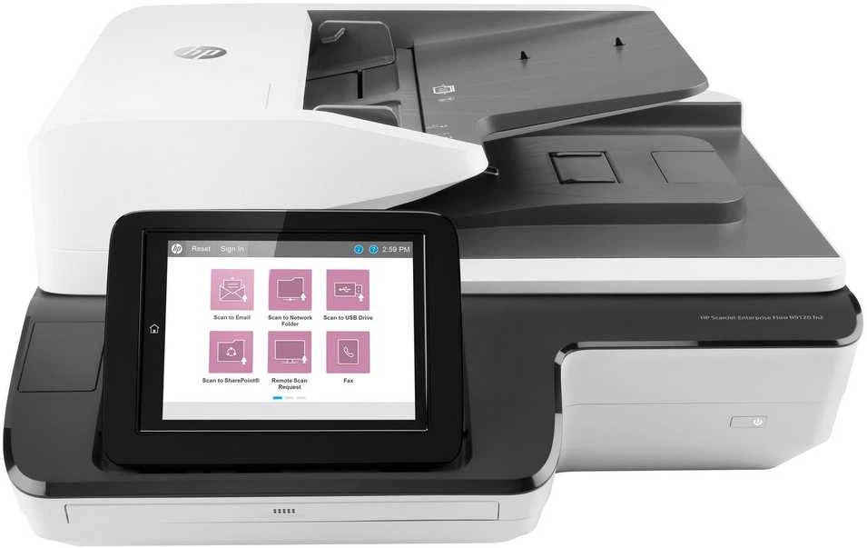 Skeneris Hewlett Packard (HP) „HP ScanJet Enterprise Flow N9120 fn2“ skaitytuvas / dokumentų darbo stotis – A3 spalvinis 600 dpi, plokščiasis / lapų tiektuvas, automatinis dokumentų tiektuvas, automatinis dvipusis skenavimas, OCR / nuskaitymas į tekstą, 120 psl./min., 20 000 puslapių per dieną