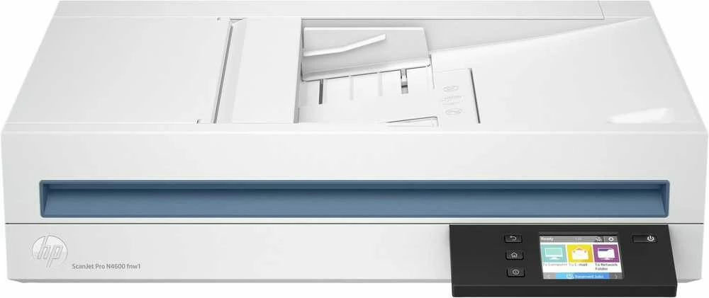 Skeneris Hewlett Packard (HP) „HP ScanJet Pro N4600 fnw1“ skaitytuvas – A4 spalvotas 600 dpi, plokščias nuskaitymas, automatinis dokumentų tiektuvas, automatinis dvipusis, OCR / nuskaitymas į tekstą, 40 ppm, 10 000 puslapių per dieną