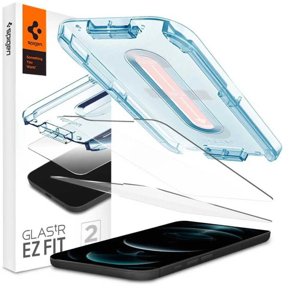 Apsauginis ekrano stiklas Spigen TR „EZ FIT” 2-pack Apple iPhone 12/12 Pro