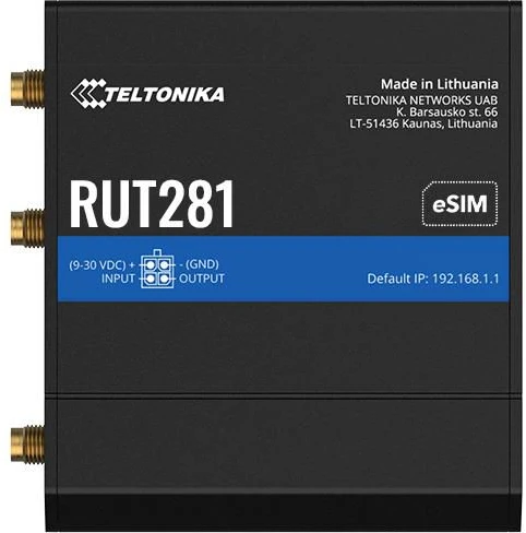 Teltonika RUT281 - LTE Cat4 maršrutizatorius - eSIM WiFi dvigubas Ethernet pasaulinis 150/50 Mbps