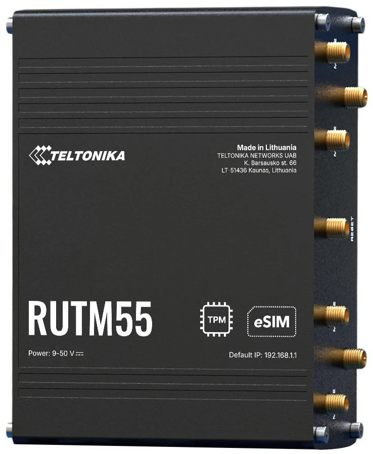Pramoninis IoT maršrutizatorius Teltonika RUTM55 su dviem SIM kortelėmis, 5G+Ethernet+WIFI