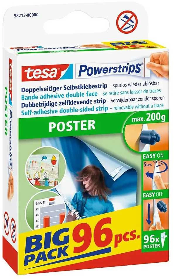Tesa Powerstrips plakatų lipnios juostelės didelėje pakuotėje