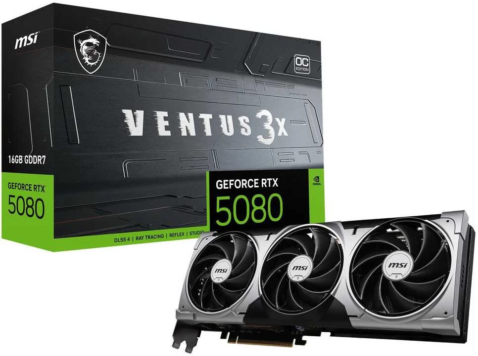 Vaizdo plokštė MSI GeForce RTX 5080 Ventus 3X OC 16GB GDDR7 DLSS4