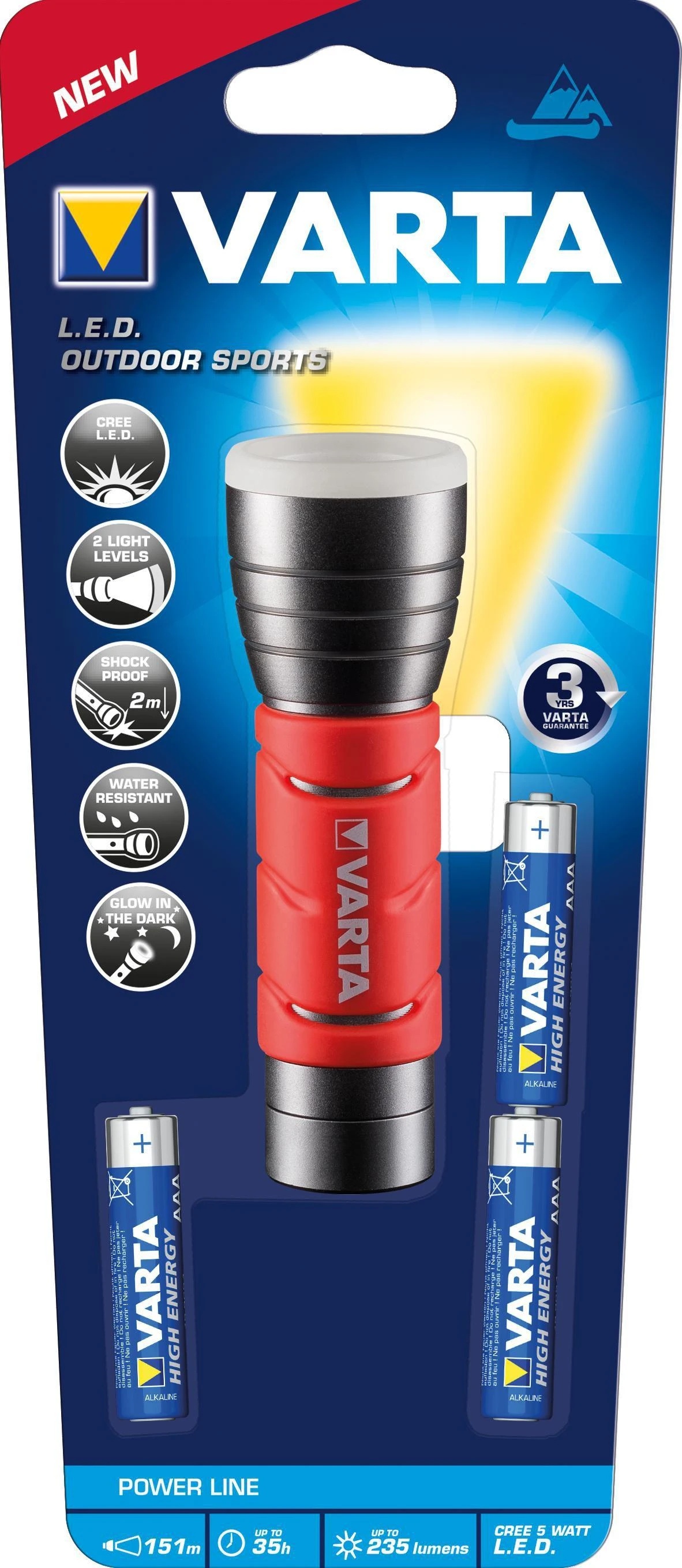 Varta 17627101421 Rankinis žibintuvėlis Juoda, Raudona LED
