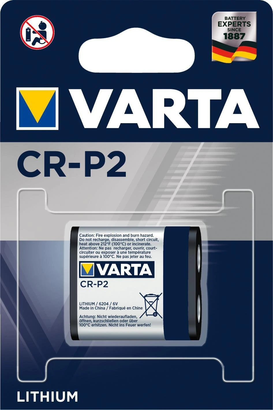 Varta Lithium 6V CR-P2 1450mAh baterija 6204, 1 vnt.