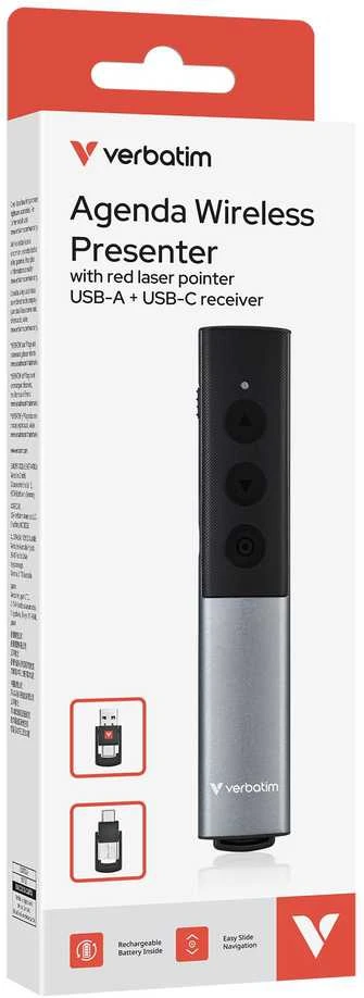 Verbatim Agenda Wireless Presenter with Raudona lazerinis Pointer
