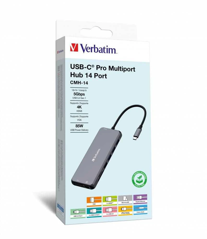 Verbatim CMH-14 C tipo USB 5000 Mbit/ai Sidabras