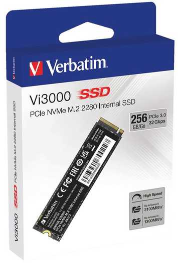 Verbatim Vi3000 256 GB, SSD - PCIe 3.0 x4, NVMe, M.2 2280